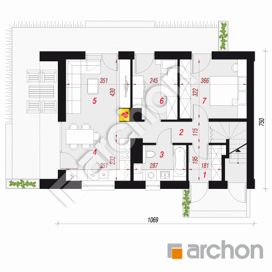 Dom w halezjach 7 (R2) | rzut parteru