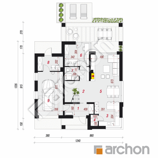 Dom w rabatkach | rzut parteru