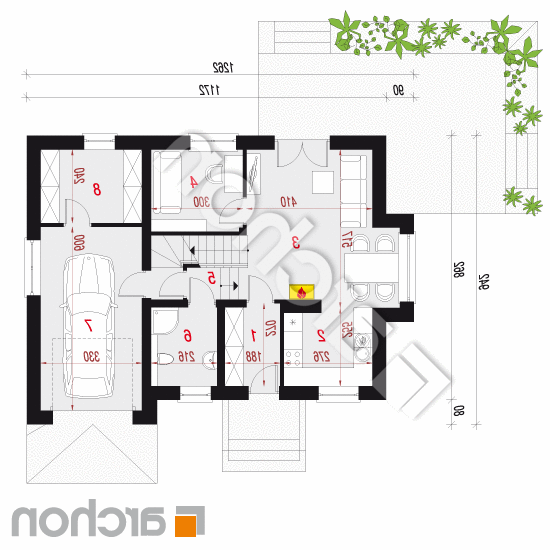 Dom w rododendronach 15 (PN) | rzut parteru