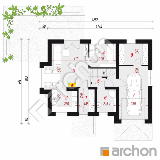 Dom w rododendronach 15 (PN) | rzut parteru