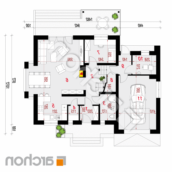 Dom w tamaryszkach 10 (N) | rzut parteru