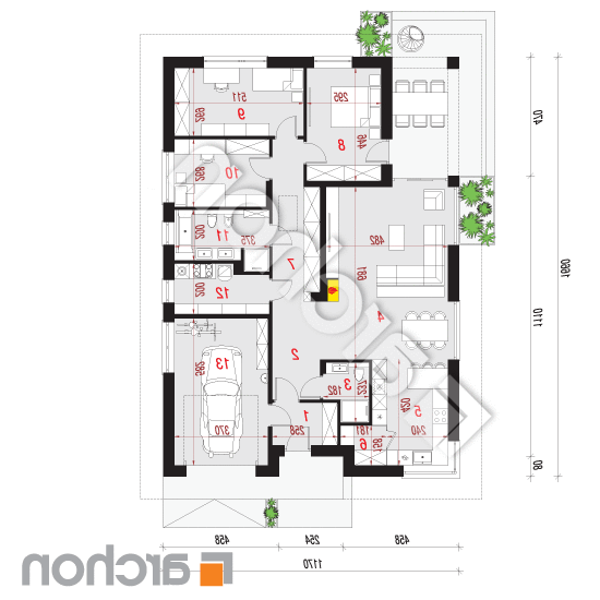 Dom w cieszyniankach 12 (GE) | rzut parteru