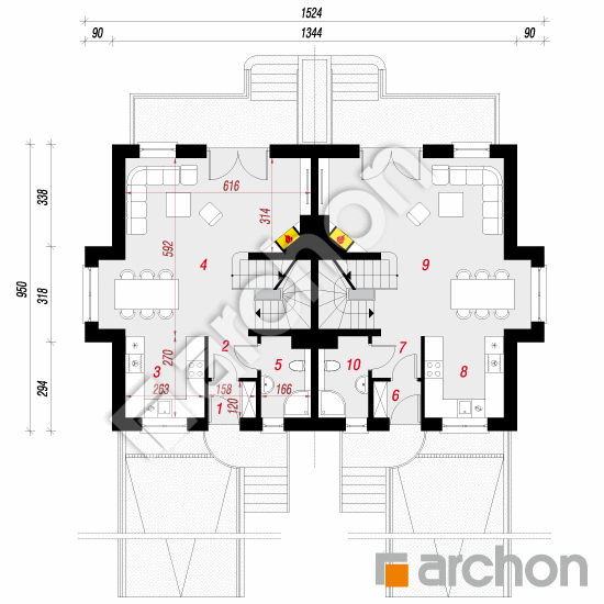 Dom w cyklamenach 4 (PR2A) | rzut parteru