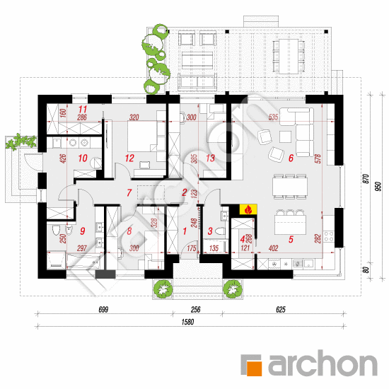 Dom w leszczynowcach 12 | rzut parteru