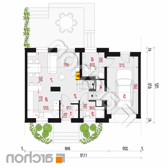 Dom w perłówce (SN) | rzut parteru