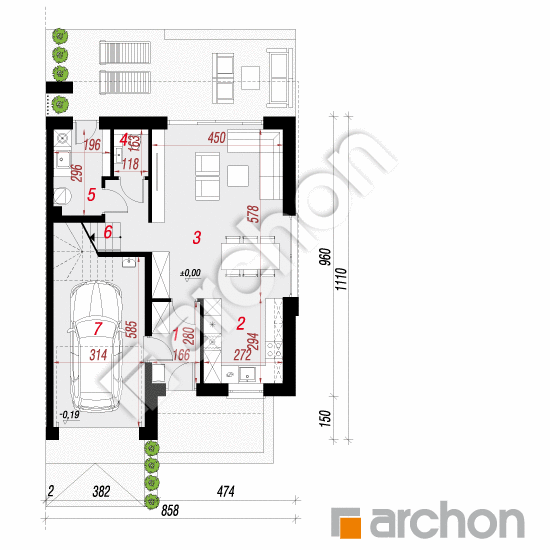 Dom w klematisach 32 (GB) | rzut parteru