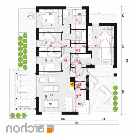 Dom w kosaćcach 3 (GN) | rzut parteru