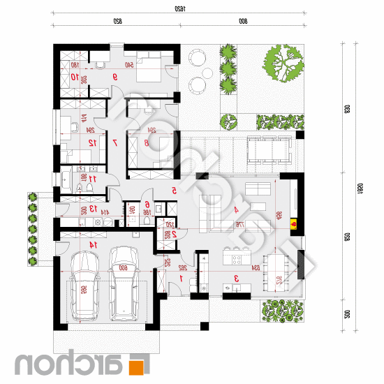 Dom w karmazynach (G2) | rzut parteru