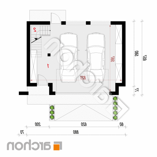 Garaż 2-stanowiskowy G15 | rzut parteru