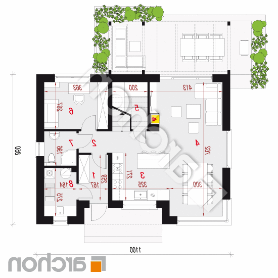 Dom w wisteriach 8 | rzut parteru