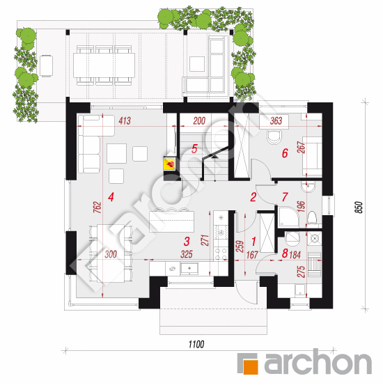 Dom w wisteriach 8 | rzut parteru