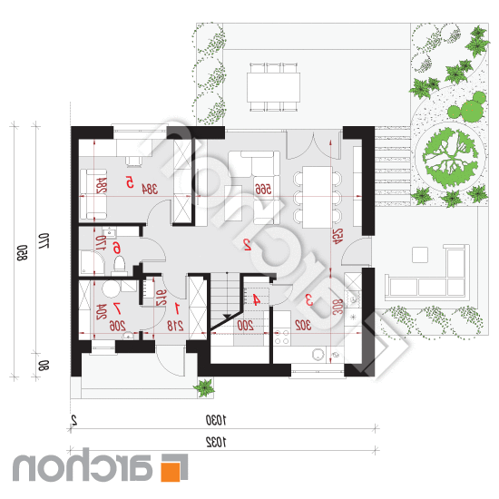 Dom w malinówkach 11 (B) | rzut parteru