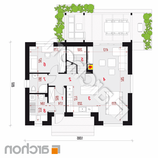 Dom w wisteriach 14 | rzut parteru