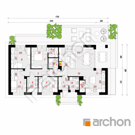 Dom w kosaćcach 24 (A) | rzut parteru