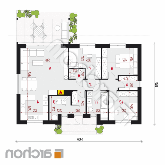 Dom w kostrzewach 6 | rzut parteru