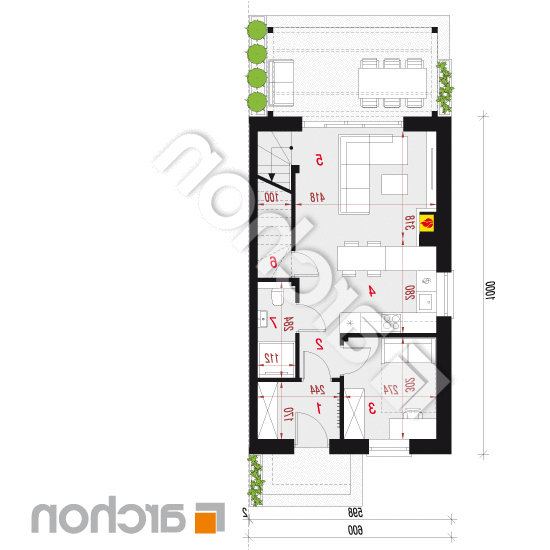 Dom w tunbergiach 7 (B) | rzut parteru