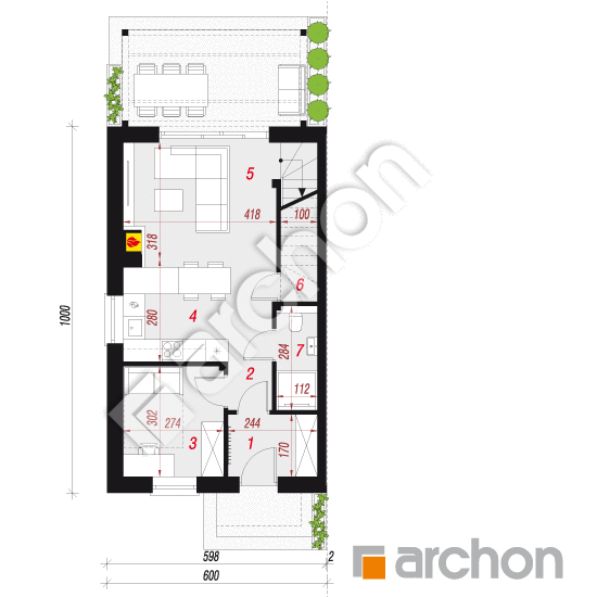 Dom w tunbergiach 7 (B) | rzut parteru