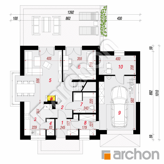 Dom w rododendronach 20 (N) | rzut parteru