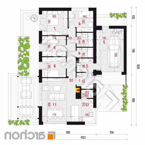 Dom w kosaćcach 25 (G) | rzut parteru