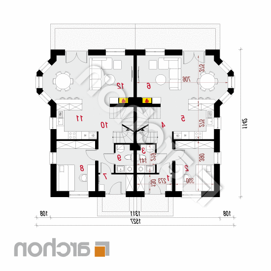 Dom w ostróżkach 3 ver.2 | rzut parteru