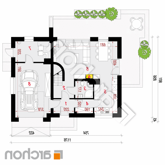 Dom w godecjach | rzut parteru