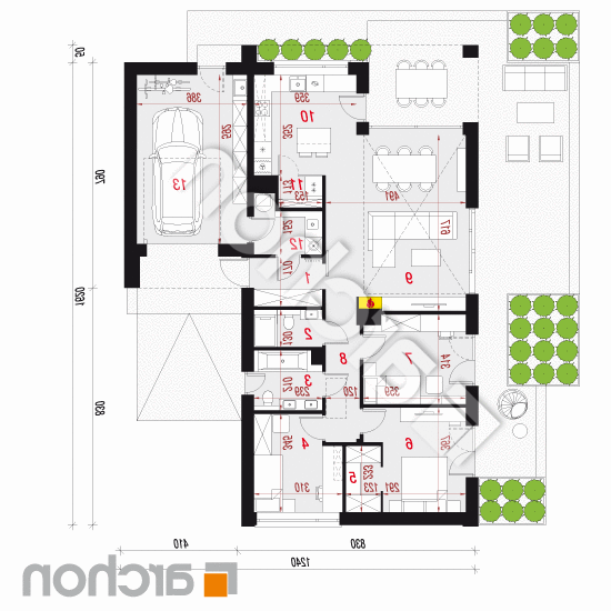 Dom w kosaćcach 23 (G) | rzut parteru