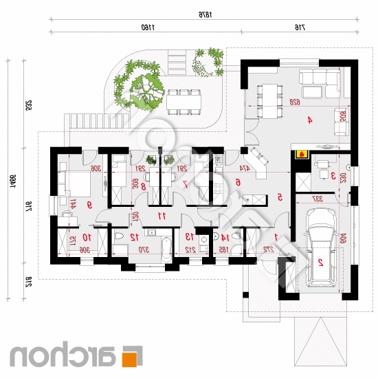 Dom w bonsai | rzut parteru