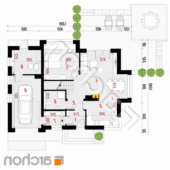 Dom w rododendronach 8 (N) | rzut parteru