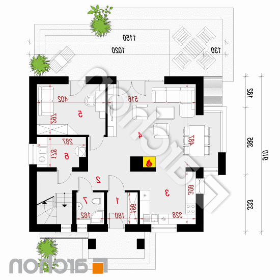 Dom w rododendronach 6 (WN) | rzut parteru