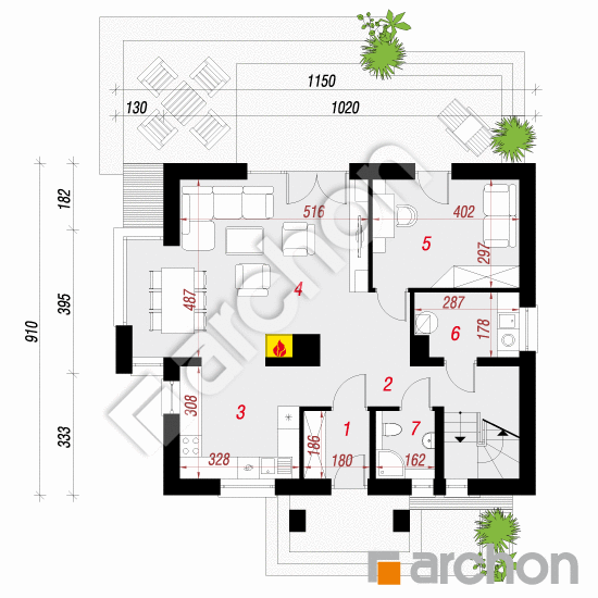 Dom w rododendronach 6 (WN) | rzut parteru