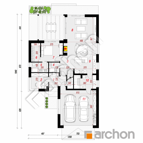 Dom w ostnicach (G2E) | rzut parteru