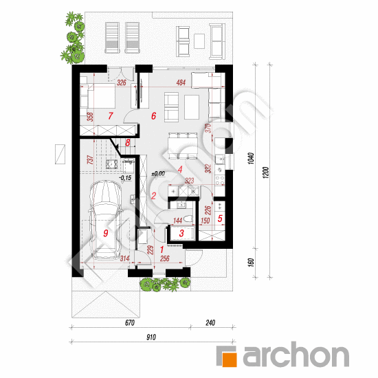 Dom w arletach 3 (E) OZE | rzut parteru