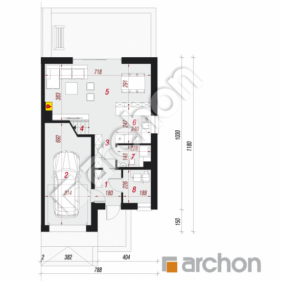 Dom w klematisach 20 (B) ver.2 | rzut parteru