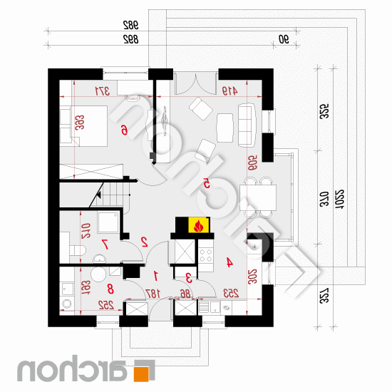 Dom w rododendronach 5 (WN) | rzut parteru