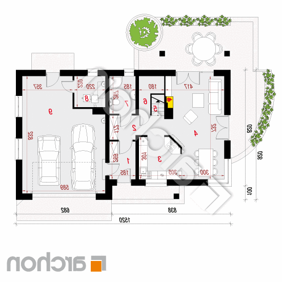 Dom w wisteriach (G2) | rzut parteru