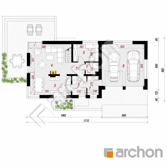 Dom w amarylisach 3 (G2) | rzut parteru