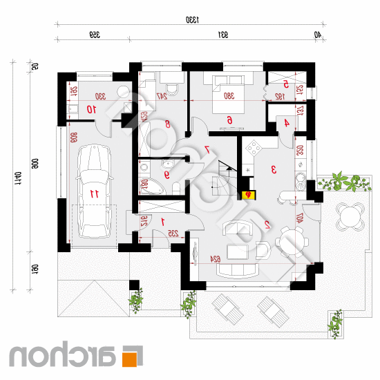 Dom w lilakach 3 (G) | rzut parteru