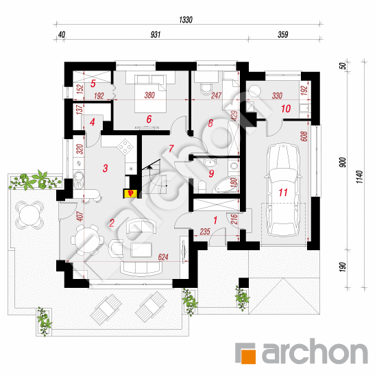 Dom w lilakach 3 (G) | rzut parteru