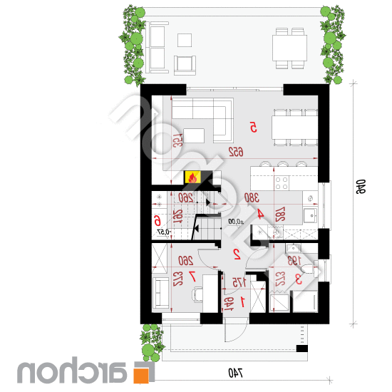 Dom w arkadiach 5 | rzut parteru