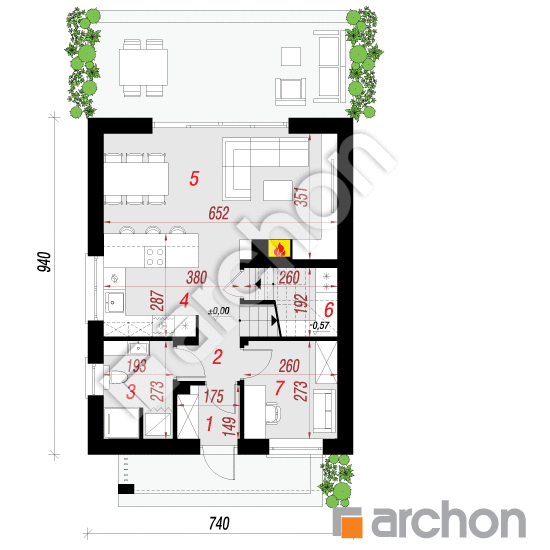 Dom w arkadiach 5 | rzut parteru