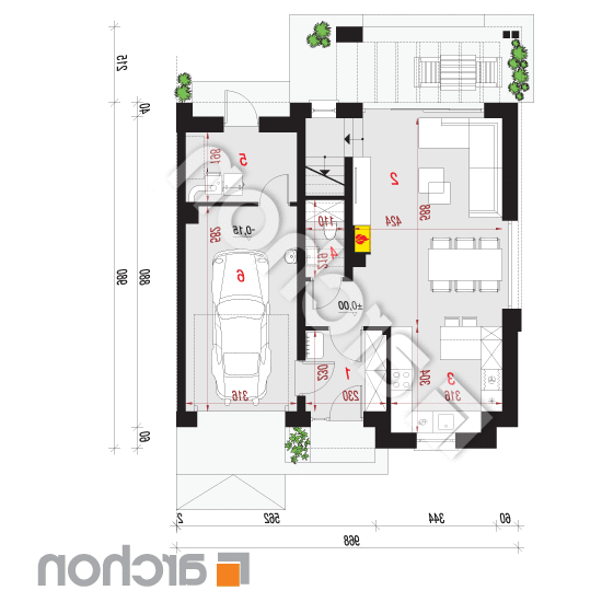 Dom w gunnerach 2 (B) | rzut parteru