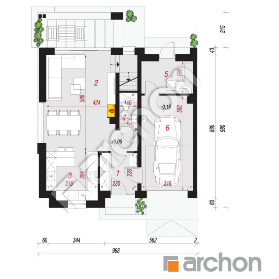 Dom w gunnerach 2 (B) | rzut parteru