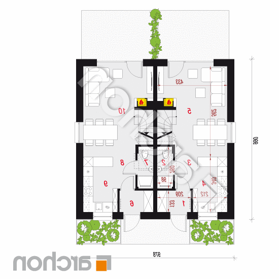 Dom w riveach 24 (R2) | rzut parteru