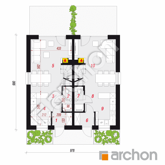 Dom w riveach 24 (R2) | rzut parteru