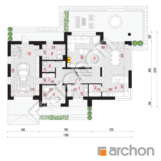 Dom w aurorach 5 (G) | rzut parteru