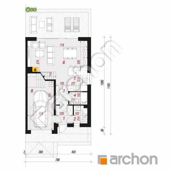 Dom w narcyzach 6 (B) ver.2 | rzut parteru