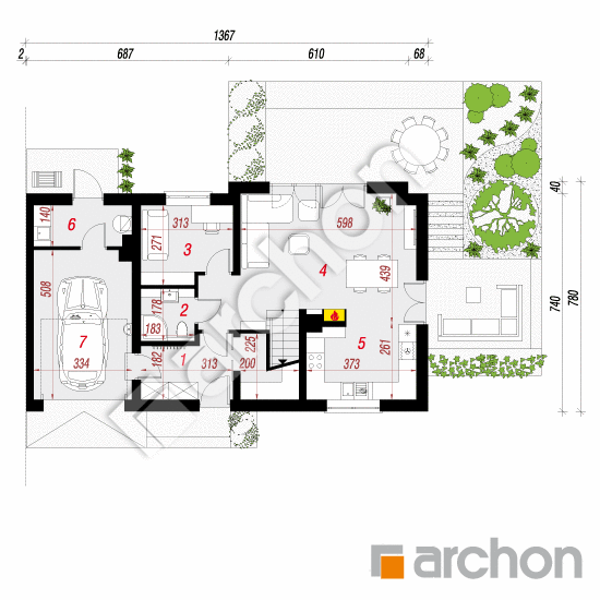 Dom w malinówkach 5 (B) | rzut parteru