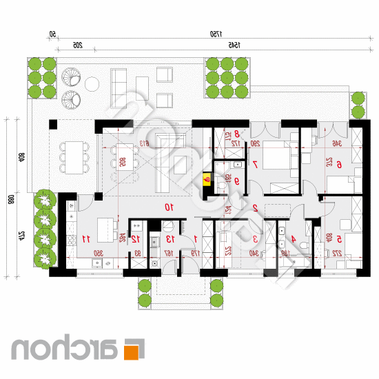 Dom w kosaćcach 24 | rzut parteru