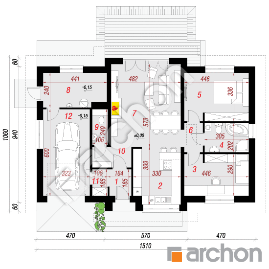 Dom w akebiach 3 ver.2 | rzut parteru