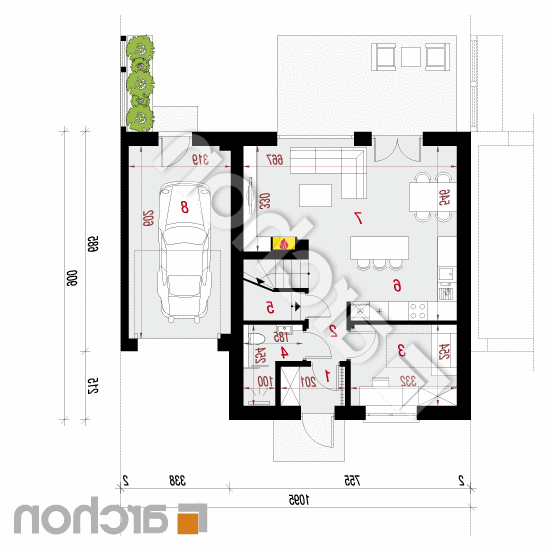 Dom w arkadiach 3 (GS) | rzut parteru